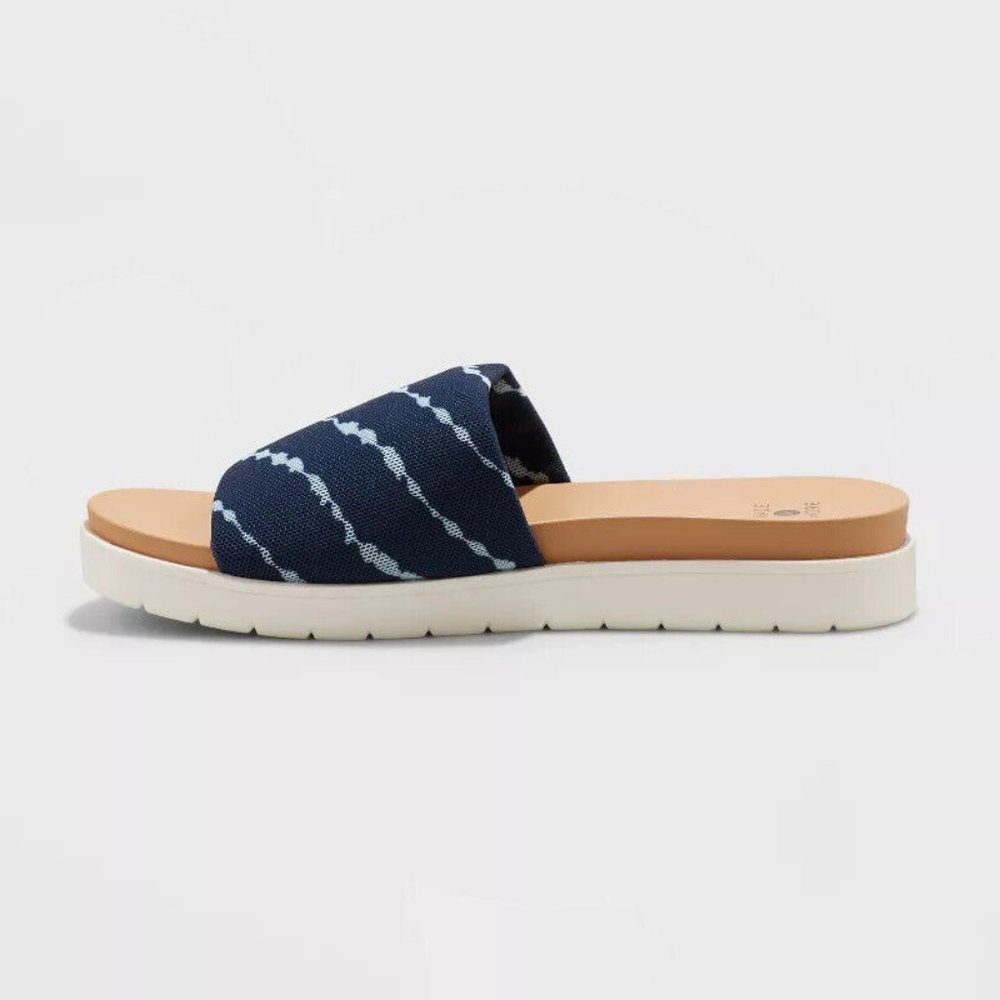 Women's Shade & Shore Kassidy Platform Slide Sandals Navy Open Toe - Size 8
